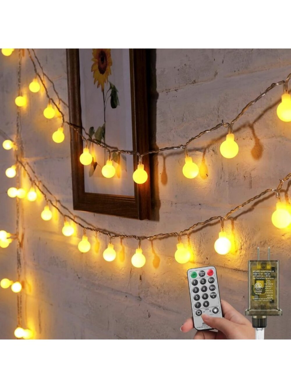 66ft 200 LED Globe String Lights - Plug-In Fairy Lights for Indoor/Outdoor Decor